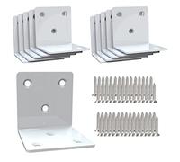 White Stainless Steel Corner Brackets,Joint Right Angle Bracket, Aufuga L Shape Heavy Duty Metal Corner Brace Shelf Supporter for Wood (10pcs)(2x2x2)