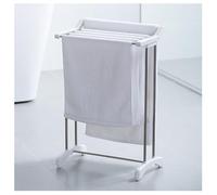 White Stainless Steel Freestanding Towel Rack - 5-Bar Towel Holder, 5kg Load Capacity, Perfect for Bathroom, Kitchen, Balcony & Living Room - Space-Saving & Stylish Design