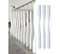 White Stair Balusters for Indoor Stairs, Wooden ils for Basement Staircases, Twisted Posts, Square Posts & Railings (3 pcs) - Elegant Safety Solution