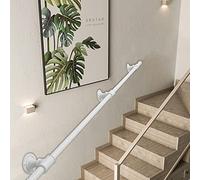 White Stair Banister il - Wall-Mounted Safety Railing for Elderly, Disabled, Kids - Non-Slip Support Rod for Corridor & Attic - Complete 11.5ft Kit (350cm)