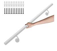 White Stair Handrail for Wall Mounted | Modern Stairs Banister Complete Kit | 60cm 1.5m 1.8m 2m 2.4m 3m 450cm Stairway Railing | Round Tube Hand Rails for Indoor Stairs & Outdoor Steps(8ft/240cm)