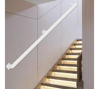 White Stair Handrail, Metal Non-Slip Safety Banister, Industrial Iron Railing Pipe Handrail, for Indoor Outdoor Deck Loft Porch Wall Mount Support, Wall Staircase Handrail, Safety