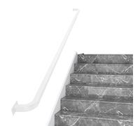 White Stair Handrail Pipe Kit with Round Corner | Includes Forged Iron Supports & Screws Indoor & Outdoor Deck Support Rods (Size: 3.9m)