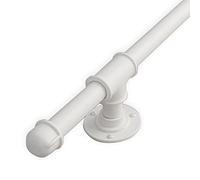 White Stair il Support Set - Outdoor Safety Grip - Round Pipe/Rail Stair il Wall Mount for Indoor/Outdoor Use (Size: 150cm)