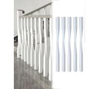 White Stair Railing Balusters for Indoor Use, Wood ils for Basement Stairs, Twisted & Square Posts, 5-Piece Set for Enhanced Safety and Style