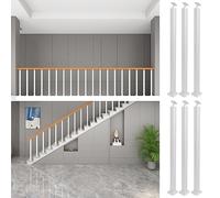 White Stair Railing Posts, 2x6 Pack, Iron Baluster Spindles for Deck & Veranda, Indoor/Outdoor Use, Floor Mount, & Stylish il Support