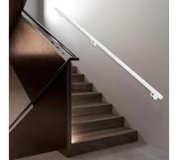 White Stairs Banister Handrail｜Round Pipe Staircase Railing Brackets 1m 150cm 2m 240cm 3m Safety Hand Rail Kit｜Metal Wrought Iron Wall Support Bar for Indoors Outdoors(100cm/39in)