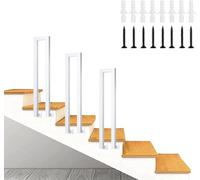 White Stairs Handrail, Handrail Side Mount U-Shaped Stair Railing Handrail, Square Tube Hand Rails for Outside Steps or Indoor, Transitional Handrail Picket(65CM/2.1FT)