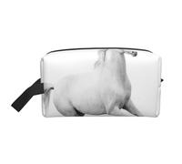White Stallion Running Horse Gallop Motion Speed EquestrianLarge Capacity Cosmetic Organizer，Travel Makeup Bag for Women