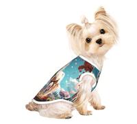 White Stallion Under The Peach Blossom Tree Cute Dog Clothes,Dog T Shirt for Small Dogs Girl Boy.Pet Pullover Jumper,Cat Clothes,Suitable for Small Pets