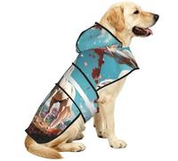 White Stallion Under The Peach Blossom Tree Waterproof Dog Raincoat And Rain Jacket With Hood, Reflective Strips And Adjustable Belly Strap, Fits Small To Large Dogs