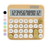 White Standard Calculator - 12 Digit With Large LCD Display and Big Buttons, White Gold Office Accessories for Women Desk, Cute for Office, School, Home, Business