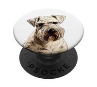 White Standard Schnauzer Dog Illustration PopSockets Adhesive PopGrip