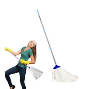 White Standard Socket Mop | No Trace Super Absorbent Mop - Floor Cleaning Wet Mop with Screw-in Mop Heads for Restaurant, Hotel, Home, Factory, Workshop