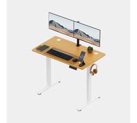 VonHaus Small Home Office Electric Standing Desk with USB-C Charging in Light Brown VonHaus Light Brown
