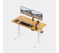 White Standing Desk with Maple Desktop 120x60cm and USB-C Charging Port