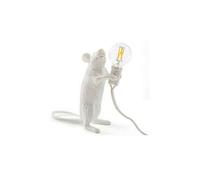 (White-Standing-UK) Mouse Table Lamp Light Bedside Resin Rat Lamp Home Office Desk Party Gift Decor