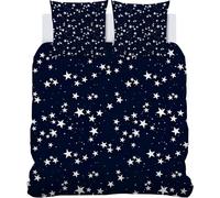 White Star Duvet Cover Double - Super Soft Modern Neutral Bedding Double Bed Set - Navy Blue Doublesided Comforter Cover with 2 Pillowcases - 200x200 cm Microfibre