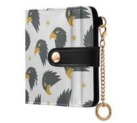 White Star Hawk Print Small Women Wallet Bifold PU Leather RFID Blocking Compact Card Holder with Coin Pocket Zipper Purse for Girls Women Ladies