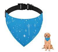 White Star Moon Navy Dog Bandana with Adjustable Strap D Ring Dog Neckerchief Pet Bibs Triangle Pet Scarves Clothing& Accessories for Dogs Puppy Dogs Cats Decor Machine Washable