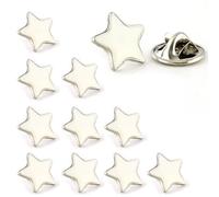WHITE Star Pin Badge | 10Pcs (13mm) School Reward, employee recognition, student achievement or in the workplace for rewarding performance (White)