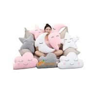 (White star) Plush Sky Pillows Emotional Moon Star Cloud Shaped Pillow Pink White Grey Room Chair Decor Seat Cushion