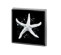 White Starfish Ocean Wildlife Square Badge Metal Lapel Pins Brooches for Clothing Decoration