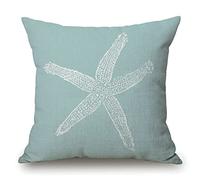 White Starfish Pillow Covers 18x18 Farmhouse Decorative Ocean Wildlife Sketch Granular Tube Feet Tentacle Sea Nature Cyan Throw Pillow Covers for Patio Furniture and Couch