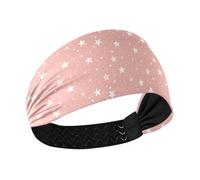 White Stars on Pink Background no slip sweatband headband Elastic head sweat bands for women for Athletic Sports basketball washing face diademas deportivas para mujer
