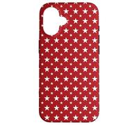 White Stars on Red Pattern Design Case for iPhone 16
