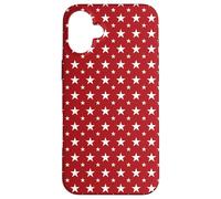 White Stars on Red Pattern Design Case for iPhone 16 Plus