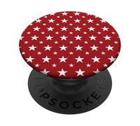 White Stars on Red Pattern Design PopSockets Adhesive PopGrip