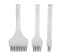 White Steel 2/5/10 Prong Punch Tool Set, Leather Craft Punch Tool with Sharp Prongs for Even Stitching Holes, Durable Chisel Set for Leatherworking (Spacing 3.38mm)