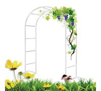 White Steel Garden Arch Trellis for Climbing Plants, Roses & Vines - 2.6ft x 7.2ft Wedding Arbor for Outdoor Patio Decor, Slish Garden Pera Support.