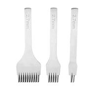 White Steel Punch Prong Tool Set Professional Leather Craft Stitching Chisel Set for Leatherworking DIY Projects Material Steel Size 2/5/10 Prong Quantity 3 (Spacing 2.7mm)
