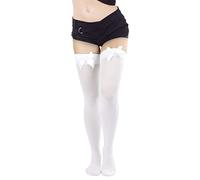 White Stockings for Women, White Knee High Socks with Bows, Medium Thickness Thigh Highs Socks, Satin Bow over The Knee Socks, Long White Socks, White Tights Knee Socks for Women, for Girls Ladies