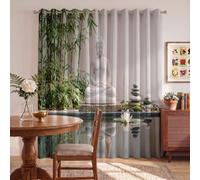 White Stone Buddha Statue Water Ripples Blackout Curtains for Bedroom 54 inch Drop Minimalist Zen Photography Eyelet Curtains Thermal Insulated Curtain with Black Liner for Living Room Nursary Blossom