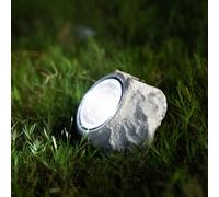White Stone Effect Solar-Powered Integrated Led Outdoor Rock Ground Light