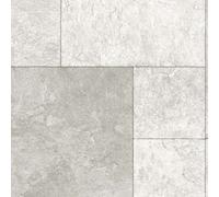 White Stone Tile Effect Anti-Slip Vinyl Flooring For Livingroom, Kitchen, 2.7mm Vinyl Sheet-1M(3'3") X 3M(9'9")-3M²