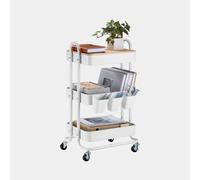 VonHaus 3 Tier Storage Trolley with 4 Wheels in White VonHaus White