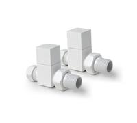 White Straight Radiator Valves Square Top Modern Radiator Valves Pair of 15mm x 1/2" (Set of 2) for Heated Towel Rails & Central Heating Radiators White Radiator Valve Set