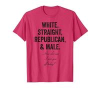 White Straight Republican Male Anti Liberal Democrat Funny T-Shirt, Men, Red Heather, Medium