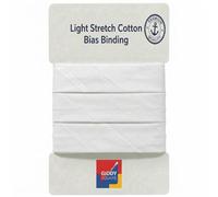 White Stretch Cotton Bias Binding Tape for Sewing, 18mm x 5m