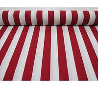 White Striped Fabric - Stripes Curtain Upholstery Material 280cm Wide (Sold by The metre) - 4 Colours/red,Black,Yellow,Blue/ (red and White)