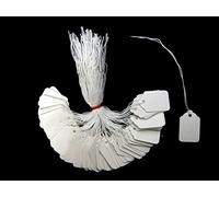 White Strung Jewellery Tags 70mm x 43mm Tags Tie On String Labels (100 Pack) Ivy