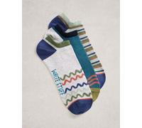 White Stuff 3 Pack Patterned Cotton Rich Trainer Socks Teal Mix