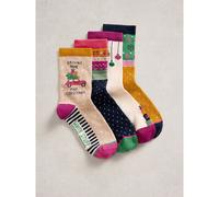 White Stuff 4 Pack Xmas Ankle Socks MULTI 3-5