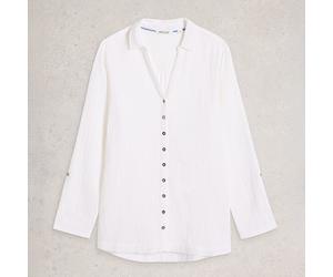 White Stuff Annie Double Cloth Longline Shirt White