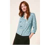 White Stuff Annie Jersey Shirt Teal Printed size 22 | Button-Down Shirts Outlet | Women | Cyan 22