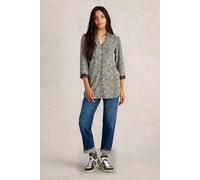 White Stuff Annie Longline Shirt Black Print size 8R | Button-Down Shirts Outlet | Women | Black 8R